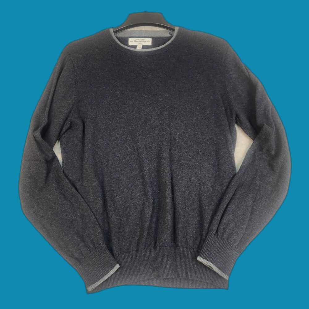 Hawker Rye Men's Gray Pullover Sweater Size Large Preppy Indie Retro Cashmere